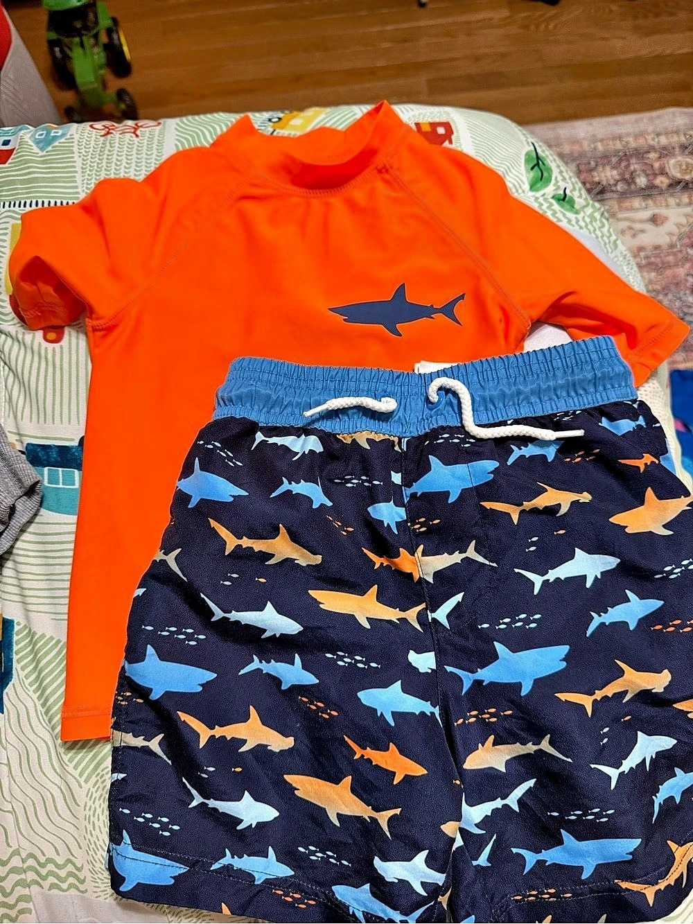 The Children's Place Boys Short Raglan Sleeve Shark Rashguard Swimsuit Kids